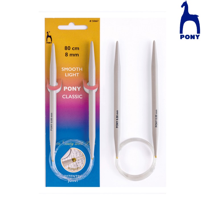 Agujas Circulares Pony 80cm | Tejido sin costuras