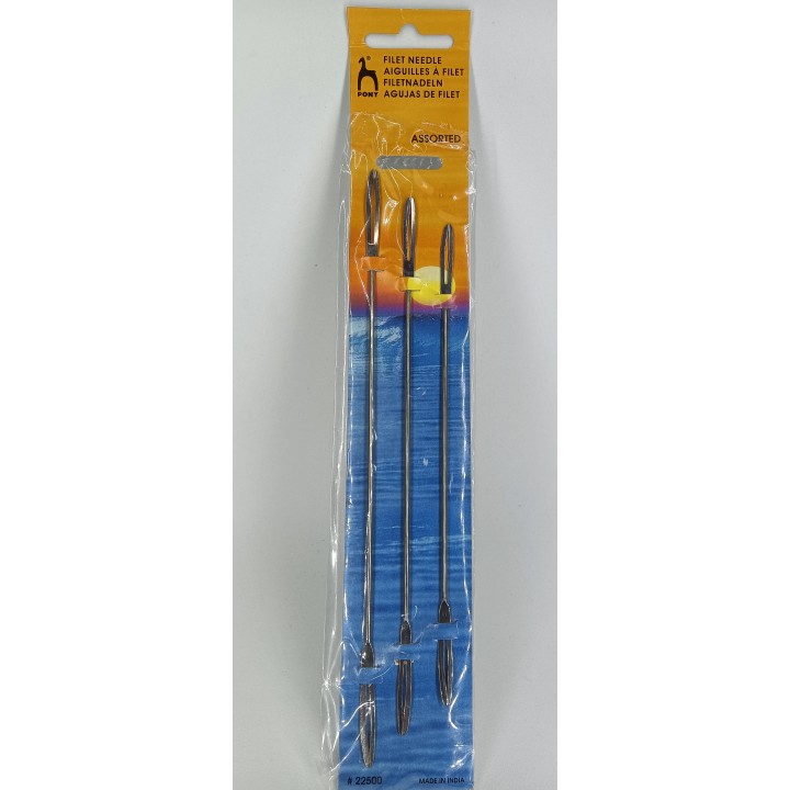 Agujas de Filet Pony Set de 3 Agujas Surtidas para Encaje y Red