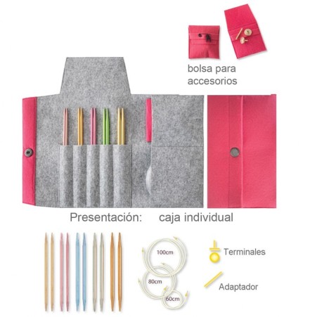 Set Agujas Circulares Intercambiables Pony Colour 61051 | Estuche