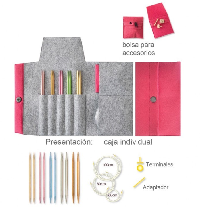 Set Agujas Circulares Intercambiables Pony Colour 61051 | Estuche